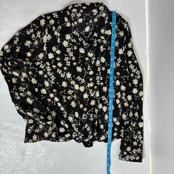 Simply Vera Vera Wang Black and Cream Floral Button Down Shirt Sz S NWT - Picture 7 of 12
